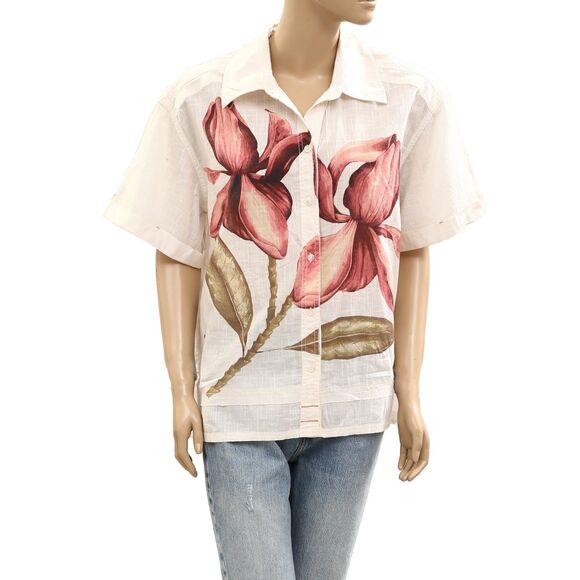 Free People We The Free Super Bloom Shirt Blouse Top Floral Cotton M NWT 285947 - Picture 4 of 8